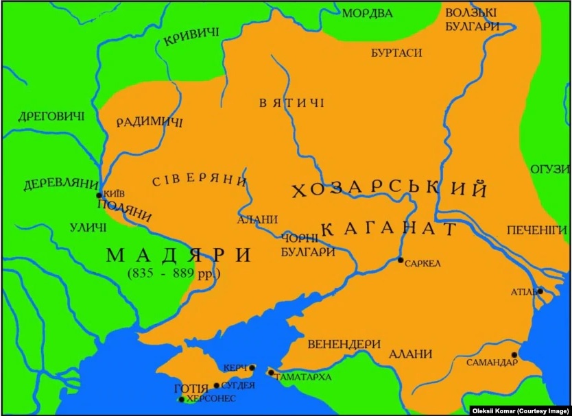 Землі нинішньої України в складі Хозарського каганату.